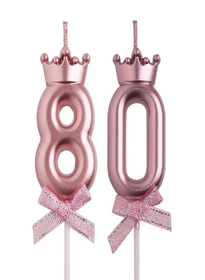 AOOLADA 80th Birthday Candles, Rose Gold 80 Year Old Number Birthday Candles, Number 80 Candles for Men Women, Birthday Party Decorations Cake Topper Gifts for Wedding Anniversary Celebration - Image 1